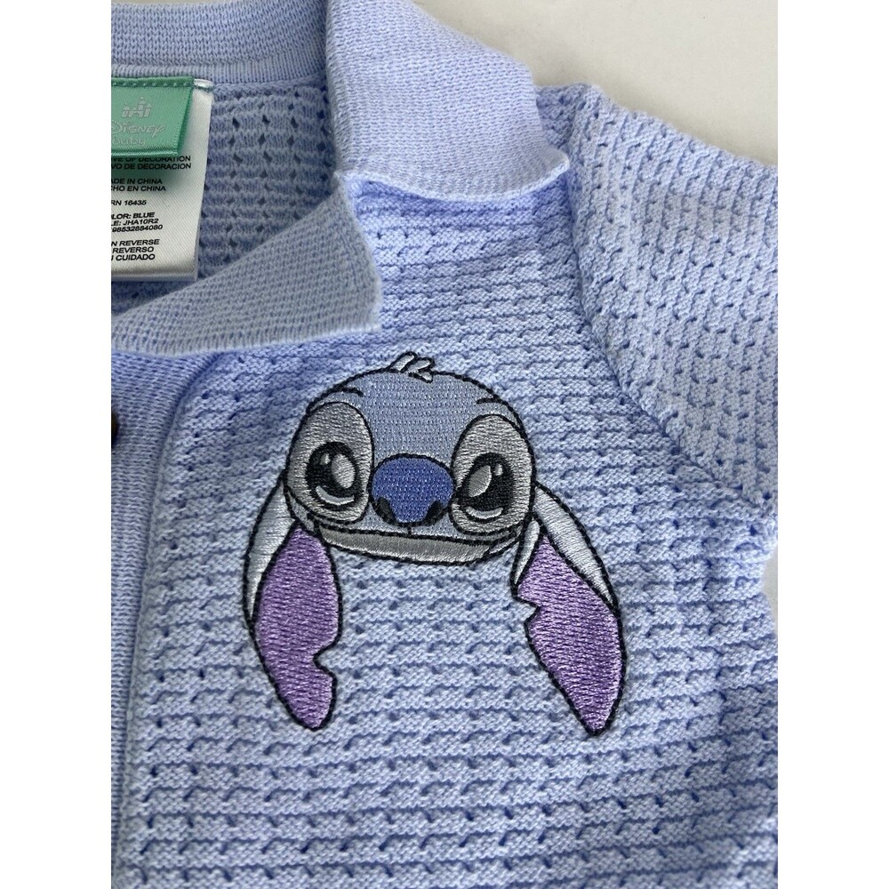 Disney Baby Lilo and Stitch One Piece Blue Knit Cotton Romper Size 3-6 Months - Picture 2 of 7